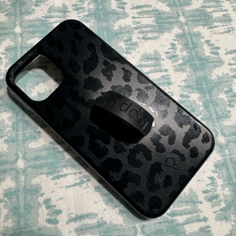iPhone 12 mini black leopard phone case